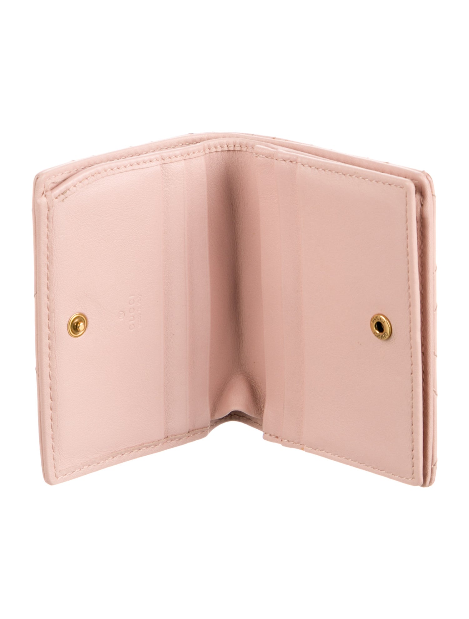 Gucci Double G Logo Leather Compact Wallet